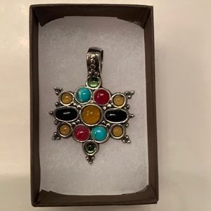 Multi- gemstone pendant- sterling silver